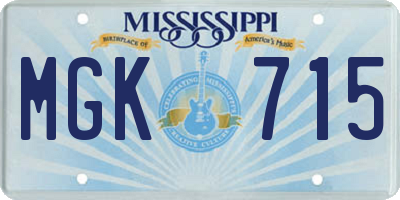 MS license plate MGK715