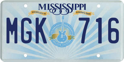 MS license plate MGK716