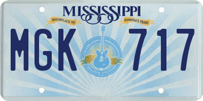 MS license plate MGK717