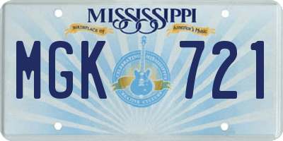 MS license plate MGK721