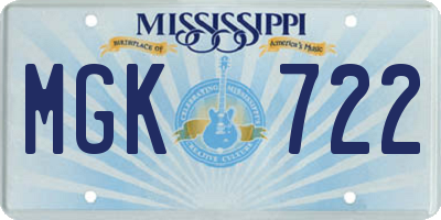 MS license plate MGK722
