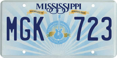 MS license plate MGK723