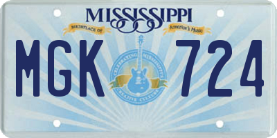 MS license plate MGK724