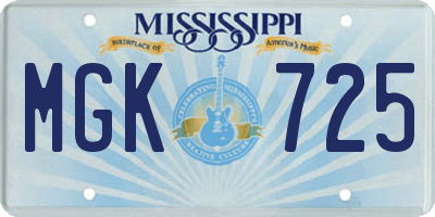 MS license plate MGK725