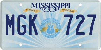 MS license plate MGK727