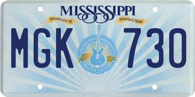 MS license plate MGK730