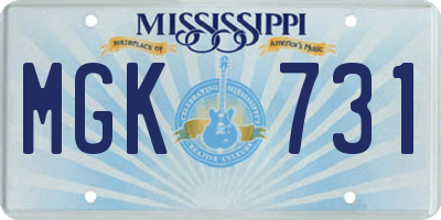 MS license plate MGK731