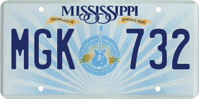 MS license plate MGK732