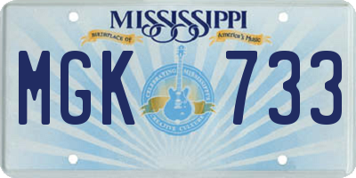 MS license plate MGK733