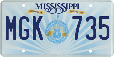 MS license plate MGK735