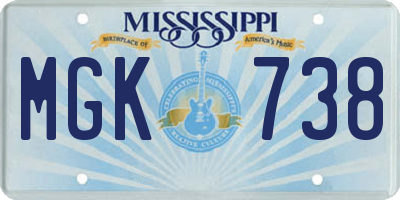 MS license plate MGK738