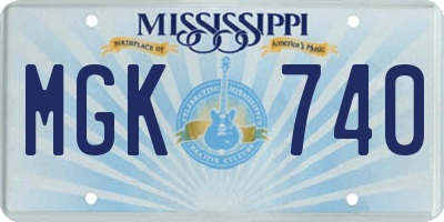 MS license plate MGK740