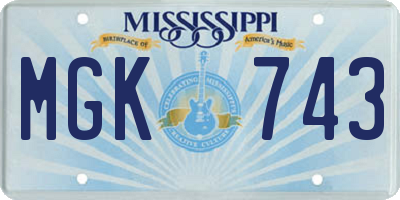 MS license plate MGK743