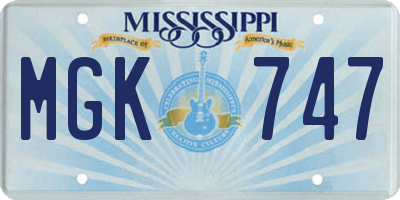 MS license plate MGK747