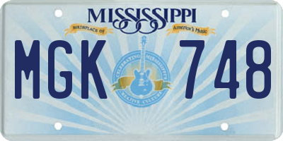 MS license plate MGK748