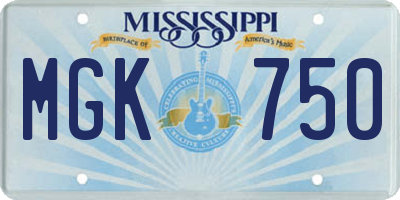 MS license plate MGK750