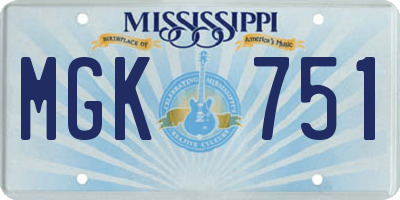 MS license plate MGK751