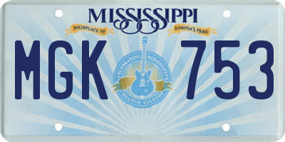 MS license plate MGK753