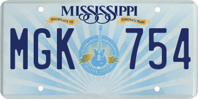 MS license plate MGK754