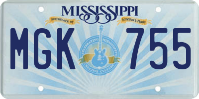 MS license plate MGK755