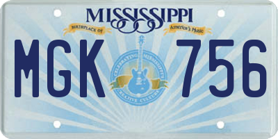 MS license plate MGK756