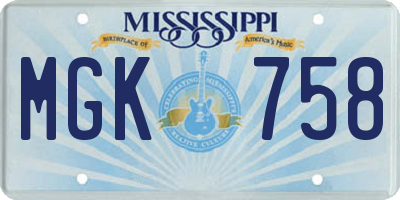 MS license plate MGK758