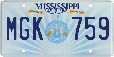 MS license plate MGK759