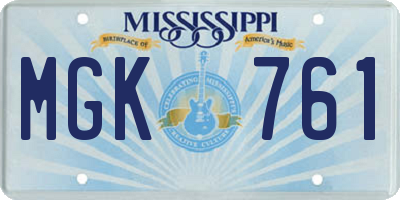 MS license plate MGK761