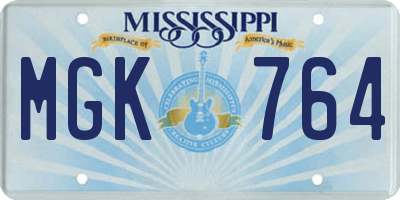 MS license plate MGK764