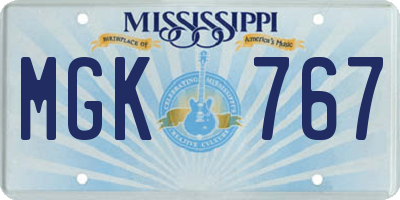 MS license plate MGK767