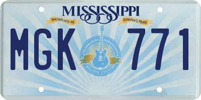 MS license plate MGK771