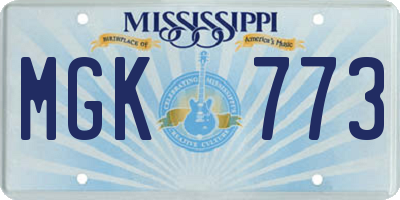 MS license plate MGK773