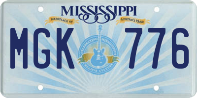 MS license plate MGK776