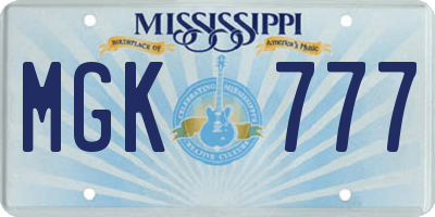 MS license plate MGK777