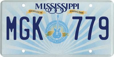 MS license plate MGK779