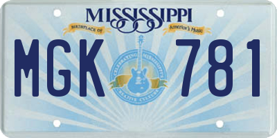 MS license plate MGK781