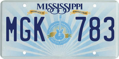 MS license plate MGK783