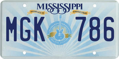 MS license plate MGK786