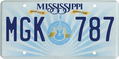 MS license plate MGK787