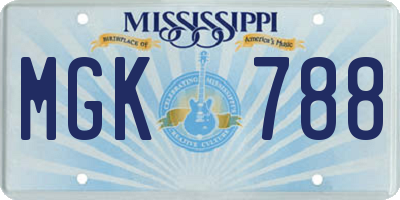 MS license plate MGK788