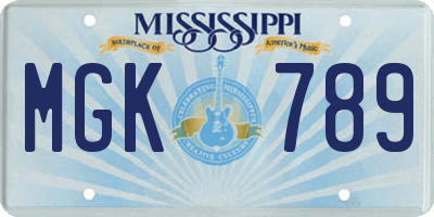 MS license plate MGK789