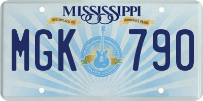 MS license plate MGK790