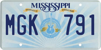 MS license plate MGK791