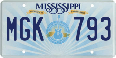 MS license plate MGK793