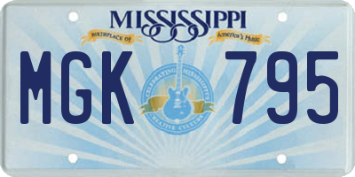 MS license plate MGK795