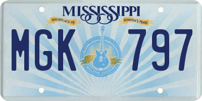 MS license plate MGK797