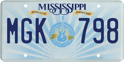 MS license plate MGK798