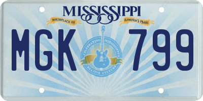 MS license plate MGK799