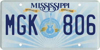 MS license plate MGK806