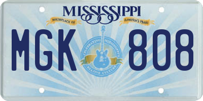 MS license plate MGK808
